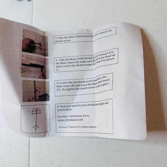 Chromacast Adjustable Folding Music Stand With Carry Bag Sheet Music Stand - Picture 5 of 6